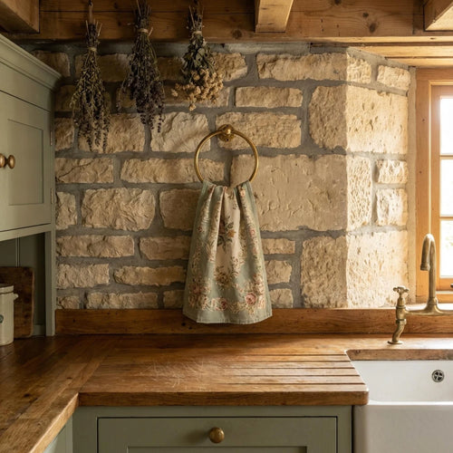 Handmade Hammered Unlacquered Brass Bathroom Set, Towel Ring