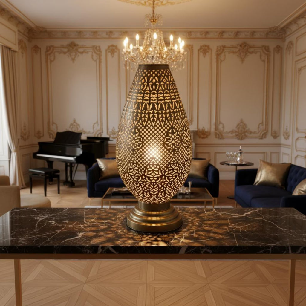 Refined Brass Unique Floor Lamp – Handmade Moroccan Standing Light Fixture for Oriental Art Style